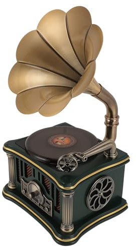 Cuifati Grammophon-Plattenspieler, Bluetooth-Phonograph-Schallplatte, AUX-Eingang, Vintage-Retro-Stil-Grammophon für Musik-Player/Heimdekoration/Retro-Kollektion (GREEN)
