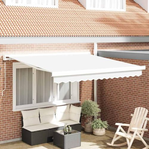 Brise-vent pour terrasse, store rétractable, blanc, 300 x 250 cm, tissu et métal, brise-vue pour balcon, terrasse, jardin, toit de terrasse
