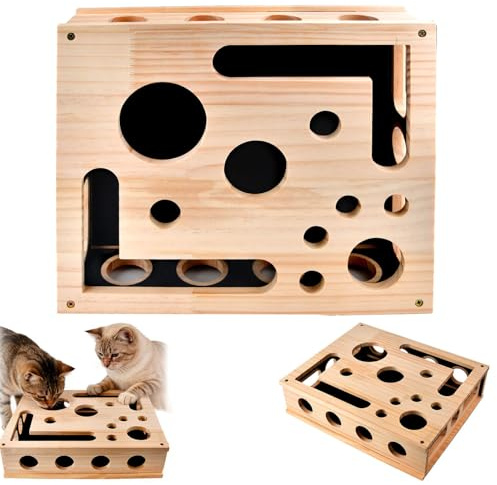 Katzenkratzpuzzle Anreicherungsbox, Katzen Kratzbrett, Kratzpappe für Katzen, Katzenspielzeug Interaktives mit Sandpapier Interaktive Spielzeugkiste für Indoor Katzen Katzenpuzzle