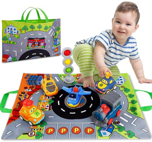 HappyGoLucky Toddler Toys for 1 2 3 Year Old Boys Girls, Kids' Play Vehicles 1-3 Year Old Boy Gifts for 1-3 Year Old Toy Cars,1st Birthday Gifts Christmas Xmas Presents