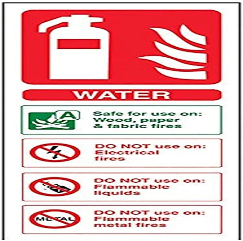 VSafety - Señal para extintor de agua, 75 mm x 200 mm, plástico rígido