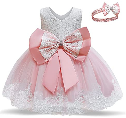 TTYAOVO Bebé Boda Bautismo Bautizo Tutu Vestido Chicas Princesa Vestir Talla(90) 12-24 Meses 648 Rosa