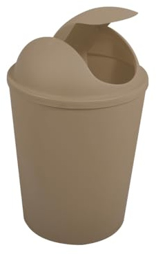 MSV - AKO Abfalleimer mit Klappdeckel - 5,5 l Fassungsvermögen - Kompaktes und praktisches Design - Ideal für Bad oder Küche - Farbe: Taupe - Einfache Bedienung