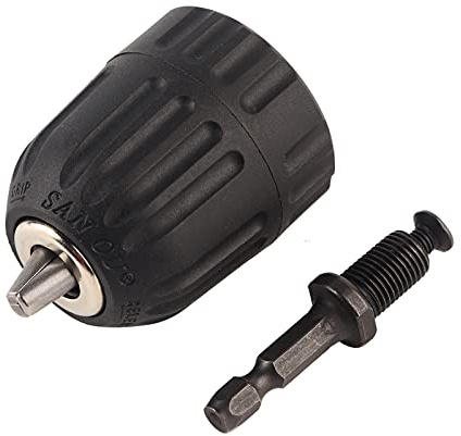 Adaptador Portabrocas, 3/8-24UNF 0.8-10mm Abrazadera de portabrocas sin llave con adaptador de eje hexagonal portabrocas de 1/4W