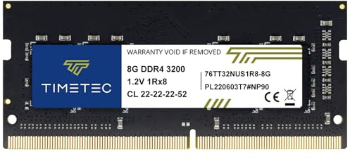Timetec 8GB DDR4 3200 MHz (PC4-3200AA) PC4-25600 SODIMM – Sin ECC, sin búfer, 260 Pines, 1,2V CL22, módulo de Memoria para portátiles, Mini PC y Ordenadores Todo en uno.