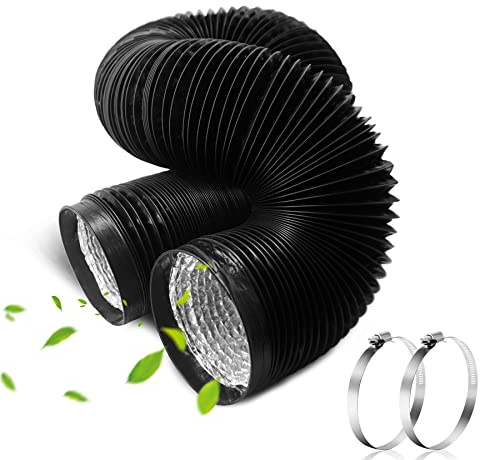 Moonjor ø100 mm * 5 m Dubbel flexibel PVC -avloppsslang av aluminium för badrum, kök, torktumlare (Ingen Klämma)