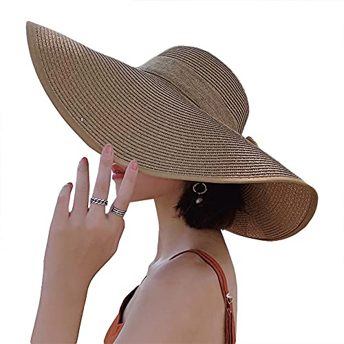 G-LIKE Damen Sonnenhut Strohhut Faltbar UV Schutz UPF50+ Breite Krempe
