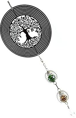 Felenny Carillon Éolien Rotatif, Arbre de Vie, Décoration Extérieure en Acier Inoxydable pour Jardin, Terrasse et Maison (A)