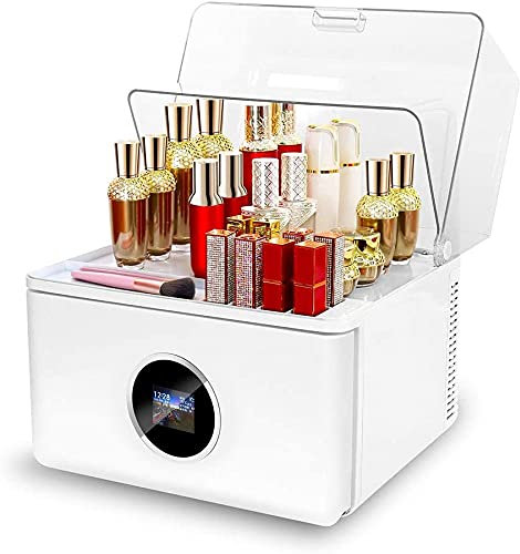 30L Beauty Mini Frigo - Portable Cosmetic Skincare Réfrigérateur Température Constante (Panneau LCD) pour Maquillage/Soins de la Peau Chambre, Bureau, Bar,Blanc