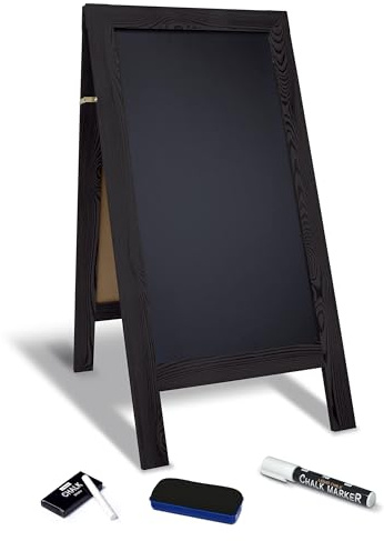 Better Office Products Magnetic A-Frame Chalkboard Sign, Extra Large 20 x 40, Standing Chalkboard Easel, with Chalk Marker + Chalk & Eraser, Sandwich Board Outdoor Sidewalk Sign,(Black)