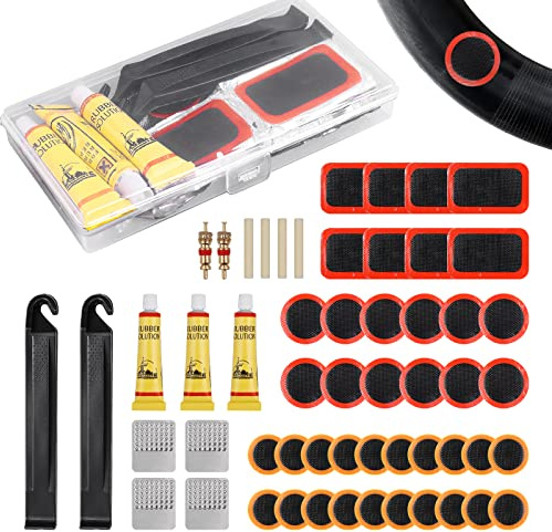 Kit de réparation pour pneus de vélo,Kit Reparation Velo,Kit de Réparation pour Chambre à Air,Kit Reparation Pneu Velo,Rustine Velo,Rustine Chambre a Air,Kit Crevaison Velo pour Motos,BMX