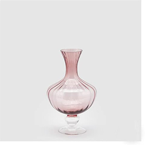 EDG Enzo de Gasperi Vaso da Interno ad anfora Rigato con Collo in Vetro Lucido, Porta Fiori o Piante, Stile Moderno, Classico 2 Varianti Verde