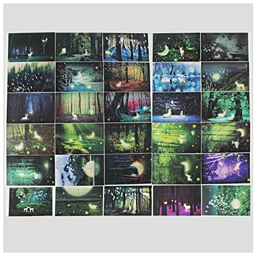 Carte Postale 30pcs Vintage lumineux carte postale lueur dans la sombre forêt streamer animal de compagnie de voeux de carte de voeux de carte de voeux de Noël Noël cadeau Carte Postale Vintage