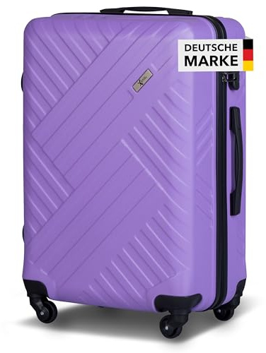 Xonic Design Reisekoffer - ABS Hartschalen Koffer mit 360° Leichtlauf-Rollen - hochwertiger Trolley mit Zahlenschloss in M-L-XL oder Set (Pastell Flieder, XL)
