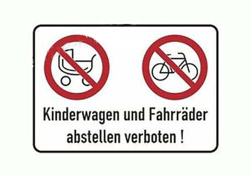 Keine Kinderwagen Fahrräder verboten S394 Aufkleber im Schild-Design 11 cm | Motivdetails: abstellen, Nicht, erlaubt; Folienaufkleber zum Aufkleben – kein Metall- oder Kunststoffschild