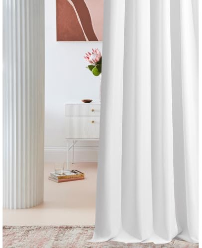 room99 Rideau avec œillets Laurel 140 x 250 cm Largeur x Hauteur, Décoration de Fenêtre, Rideau Thermique Isolant Anti Froid et Chaleur pour Salon Blanc, 1 pièce