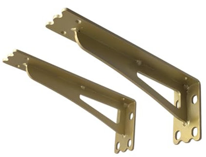 tow000ack 2 Stück Regalhalterung Metall Schwerlast Schwimmende Regalwinkel für Wandhalterung,90 Grad Dreieckig Winkelträger Regalträger,Regalhalter aus Eisen,mit Schrauben,Gold (45cm x 10cm)
