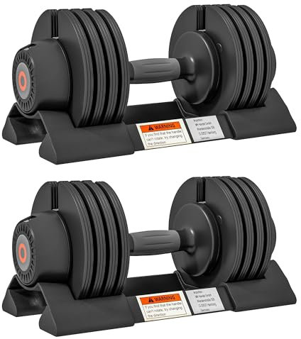 SPORTNOW Set 2 Pesi Palestra 3.5/6/8/10 kg, Set di Manubri Regolabili per Braccia con Base di Stoccaggio e Impugnatura Antiscivolo, Pesi Manubri, per Allenamento Fitness Casa e Palestra, Nero