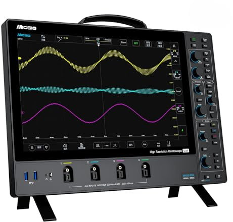 Micsig High Resolution Oscilloscope MHO2504/MHO3504/MHO5004 MHO 3 Series Vertical Resolution 12bit 4 Channel Digital Oscilloscope 250 350 500Mhz Full Touch Screen Lab Oscilloscope(MHO2504 250Mhz 4CH)