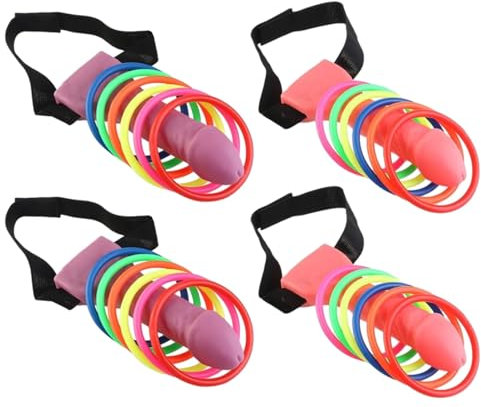 Junggesellenabschied Frauen Männer 4 Stück, Lustige Penis Ring Werfen Spiel Prop Scherzartikel für Erwachsene, für JGA Spiele Frauen Party Partygeschenke & Penis Kostüm Dekozubehör