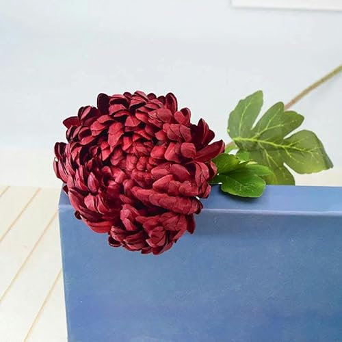 ZEYRU Künstliche Blume Große Chrysantheme Künstliche Seidenblumen Home Room Tischdekoration Braut Hochzeit Party Dekoration Gefälschte Blumen-Rot_a