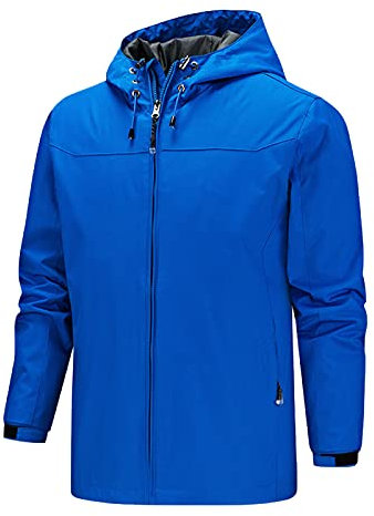 pvucpot Impermeabile da uomo, colore nero, impermeabile, traspirante, impermeabile, impermeabile, antivento, giacca softshell antivento, giacca per il tempo libero, giacca sportiva