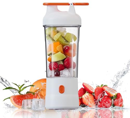 Batidora portátil, licuadora personal para batidos y batidos, inalámbrica, con 6 cuchillas, licuadoras de viaje recargables por USB C, mezclador de jugo de frutas para el hogar, oficina, camping,
