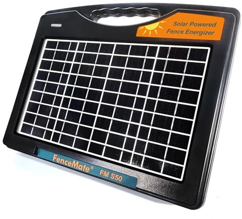 Solar Weidezaungerät 12v mit batterie, niedriger Impedanz 0,65J bis zu 50 km zum Schutz von Vieh, Geflügel oder Hobbyzucht, mobiles Electrozaungerät zum Fernhalten von lästigen oder wilden Tieren