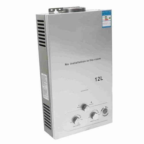 12L Gas Water Heater - Fast Heating Flue Type System with Shower Spray, Automatic Power Switching for Family Bathroom Use, Compact Efficient Design, Safe Reliable Instant Hot Water Solution