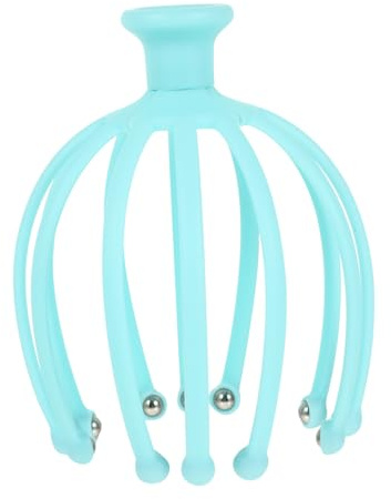 Oktopus Kopfhautmassagegerät mit Schabfunktion, Tragbar für Reise | PP und Edelstahl, Ergonomisches Design, Blau, Kleine Bauform, für Kopfhautmassage und Muskelübungen