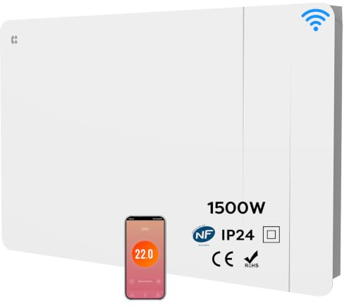 CIARRA Radiateur Céramique et Film Chauffant 1500W - WiFi Chauffage Mural Intelligent PID pour Salon/Salle de Bain (10-20㎡) - Chaleur Homogène - Anti-Gel - CBHTD15A-W