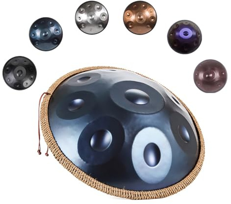 Handpan Drum 22 Zoll 9/10/12/ Note Stahl-Handtrommel 440hz Handpan Instrument Harmonic Percussion Mit Tasche Schlägel Ständer Für Sound Healing Meditation Yoga(Blue,10 Notes)