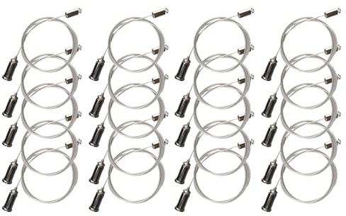 Qutalmi Cables de Suspensión para Iluminación | Cable para Luminarias de Garaje 20 Piezas - Montaje Ajustable para Colgantes con Cable de Acero para Salones Restaurantes Hoteles