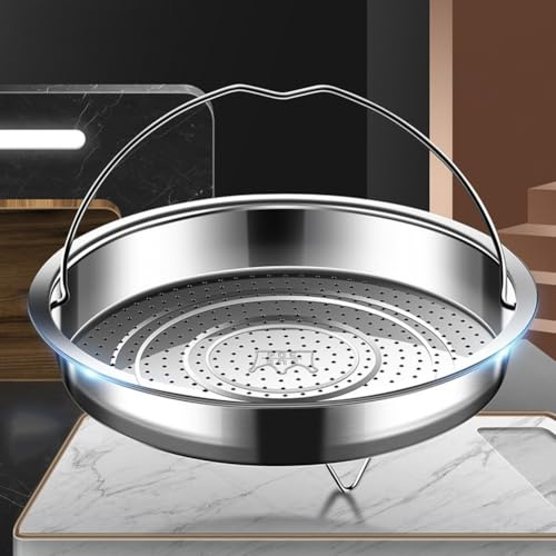 Cestello per cottura a vapore in acciaio inox con manico, griglia scolapiatti in acciaio inossidabile 304 per cucinare e cucina, 3 (L)