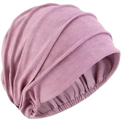 FIGCY Lila Turban für Damen, weiche Chemo-Mütze bei Haarausfall, leichte Baumwoll-Kopfbedeckung, bequemer Damen-Turban für Schlaf oder Alltag