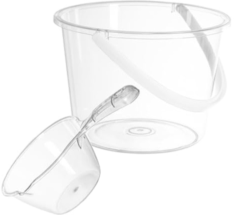 VICASKY Seau Plastique Transparent Grand Volume avec Cuillère Seau Polyvalent Portable pour Nettoyage Jardinage et Salle de Bain Surface Lisse Facile à Nettoyer Observation Facile Du