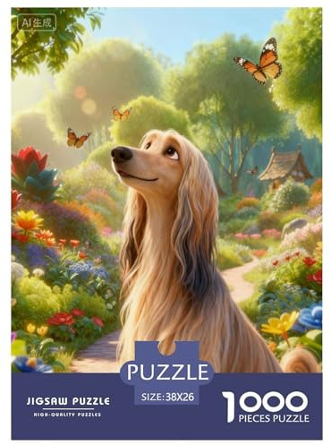 Puzzle Chien Courant à Poil Long 1000 Pièces pour Adultes Et Enfants, Jeu D'Intelligence, Casse-tête Buisson Fleuri, Décoration Intérieure, Cadeau Adulte 38x26cm/1000pcs