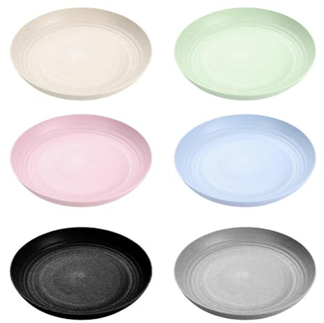 FARYODI Set di 6 piatti piani in plastica leggera, 23 cm, infrangibili, senza BPA, lavabili in lavastoviglie e adatti al microonde, piatti in plastica colorati per cene, picnic, feste, campeggio