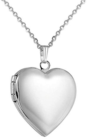 PAURO Women's Stainless Steel Love Heart Locket Necklace, Silver Small