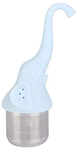 Elefant lose Tee-Ei mit langem Griff Silikon Teesieb Filter, nützliche Küchenaccessoires Gadget(Blau)