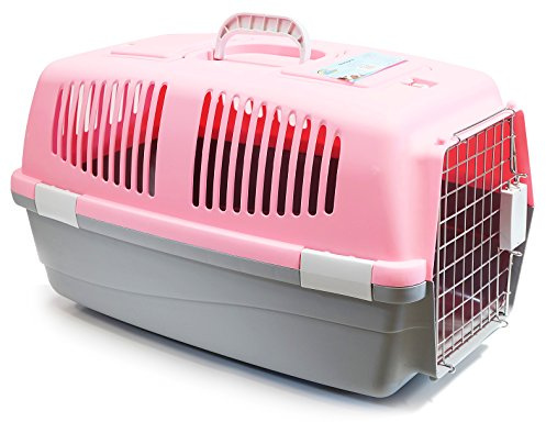 BPS Transportín Rígido Plástico para Perros y Gatos Animales Domésticos Mascota Caja de Transporte IATA 3 Tamaños Elegir (Rosado, M: 55 x 35 x 32 cm) BPS-1205RO