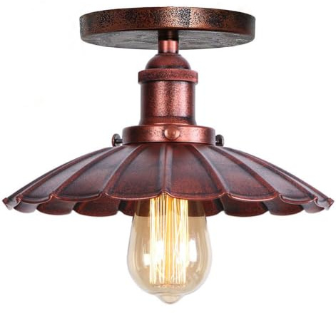 HTRUIYATY Lampada Soffitto in Metallo Lampadario Vintage Industriale Plafoniera a Forma di Ombrello per Loft Ristorante Corridoio-24 cm/Ruggine