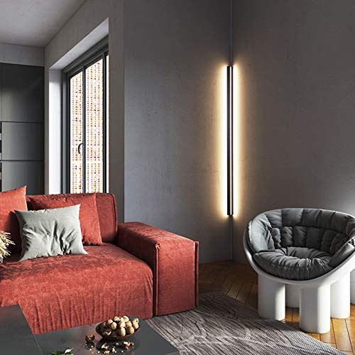 LANMOU LED Lange Wandleuchte Nordisch Minimalistische Eck Wandlampe Schwarz Innen Schlafzimmer Wandbeleuchtung Modern 3000K Aluminium Wohnzimmer Leuchte Eingang Wanddekoration/Beleuchtung,150cm/50w