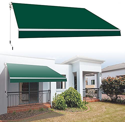 Tenda da Sole Retrattile Manuale per Esterno Avvolgibile, Tenda da Sole per Balcone/Giardino/Esterno, per Balcone Impermeabile ai Raggi UV in Poliestere per Giardino, Terrazza, Balcone,Verde,3x2.5m