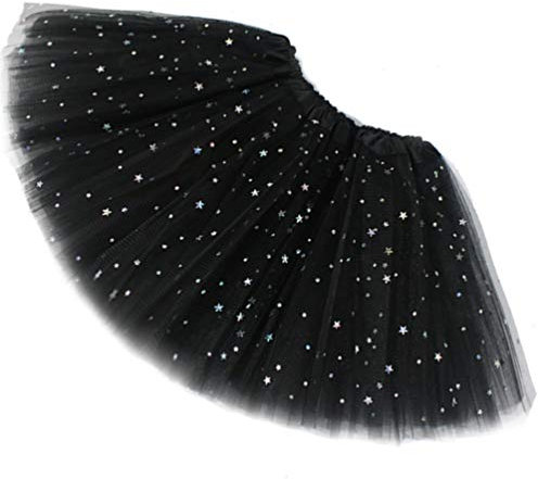 Ugitopi Sparkle für Mädchen Prinzessin Ballett Dance Layered Tüll Tutu Röcke, Black
