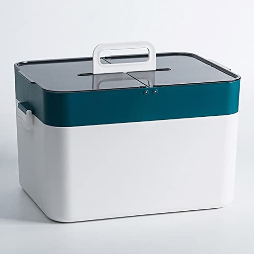 Lihaian Medizinbox Hausapotheke Box Tragbare Plastik Erste Hilfe Box, Aufbewahrung Großer Medizinschränke Medizinkoffer Doppelschichtiger Aufbewahrungskoffer für zu Hause (Blau)