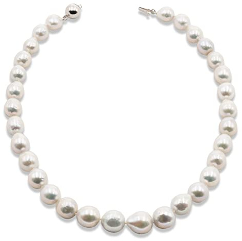 Secret & You Damen-Halskette mit kultivierten Süßwasser-Barock-Edison-Perlen, 42 cm lang Große Barockperlen mit einem Knoten zwischen jeder Perle und einem Verschluss aus Sterlingsilber.