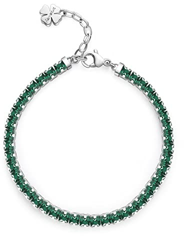 Brosway Damarmband i stål med fyrklöver Symbol, Damarmband Önskekollektion - BEI060, 175mm, Rostfritt stål Legerat stål, Kristallglas