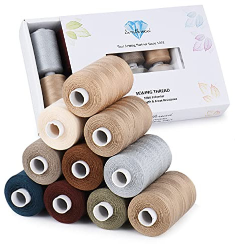 Simthread Allzweck-Nähgarn, 10 Spulen Größe 40D/2 Polyester-Nähgarn zum Nähen, Quilten und für die Nähmaschine - Praktische Polyester-Nähgarne für die Nähmaschine, je Spule 1000 Yards