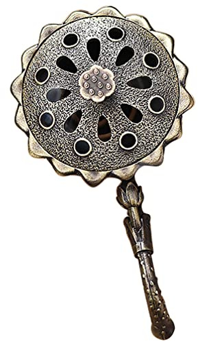 Healvian Agarwood Hand Stove Metal Incense Burner 3.74X1.97X1.77In Aromatherapy Diffuser Decorative Censer for Home Meditation and Relaxation